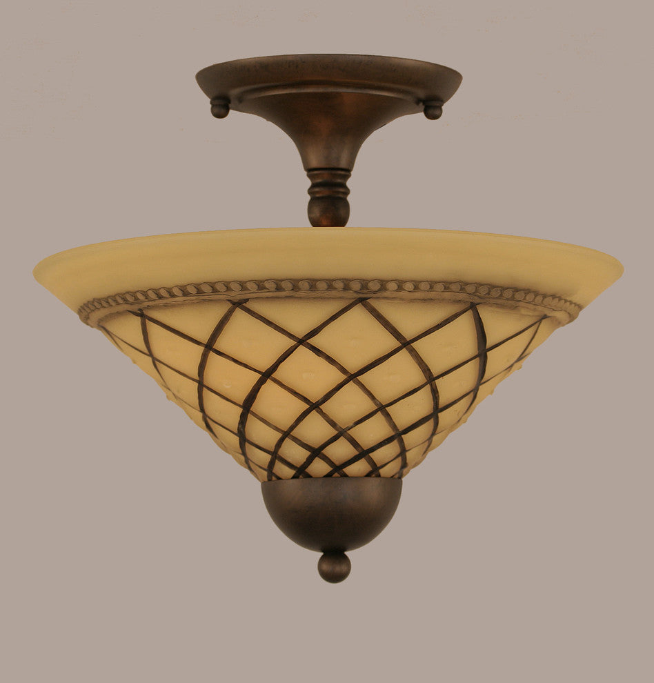 Semi-Flush 2-Light Semi-Flush Mount, Bronze/Chocolate Icing