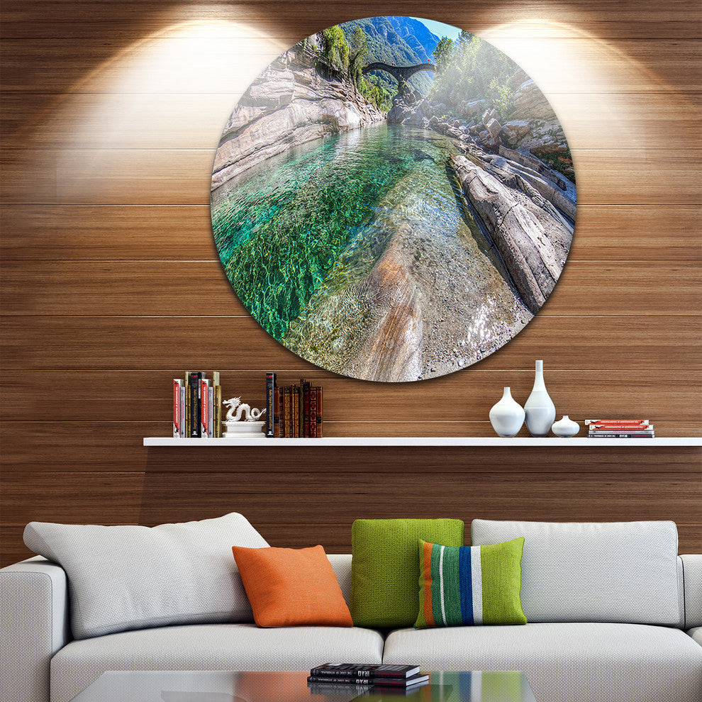 Ponte Dei Salti Val Verzasca, Landscape Photo Disc Metal Wall Art, 11"