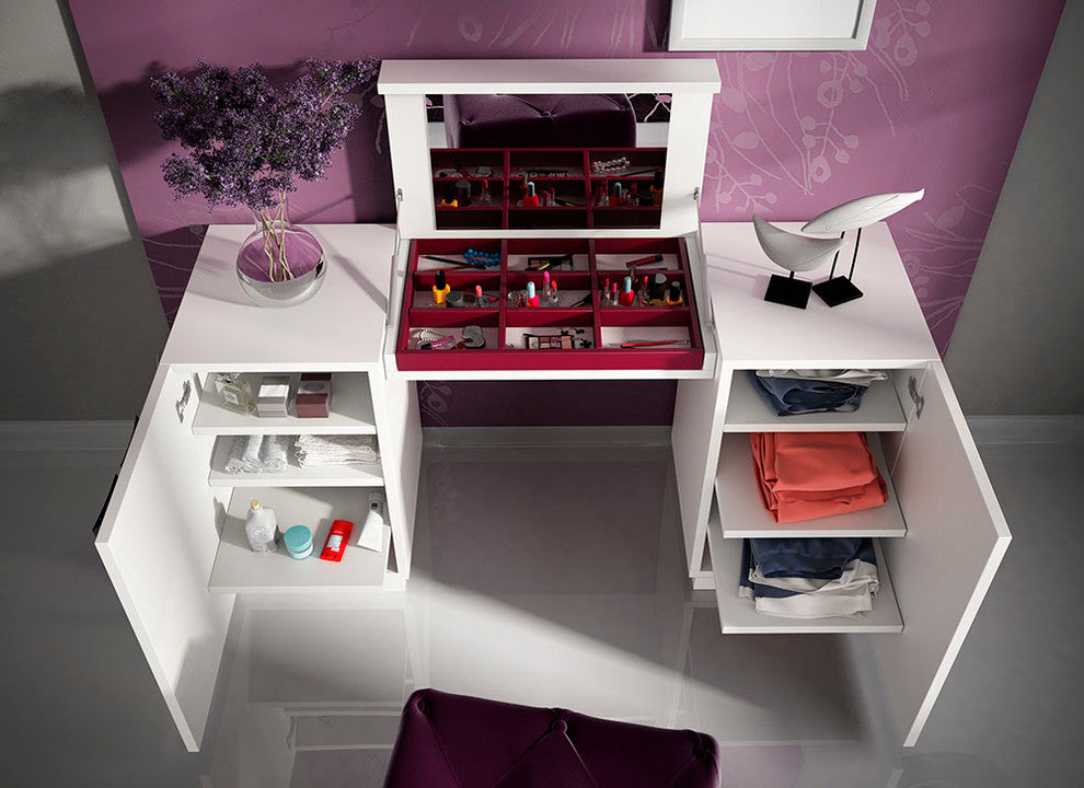 T25 Bedroom Make-up Vanity 63", White, Matte Finish