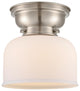 Large Bell 1-Light Flush Mount, Brushed Satin Nickel, Matte White