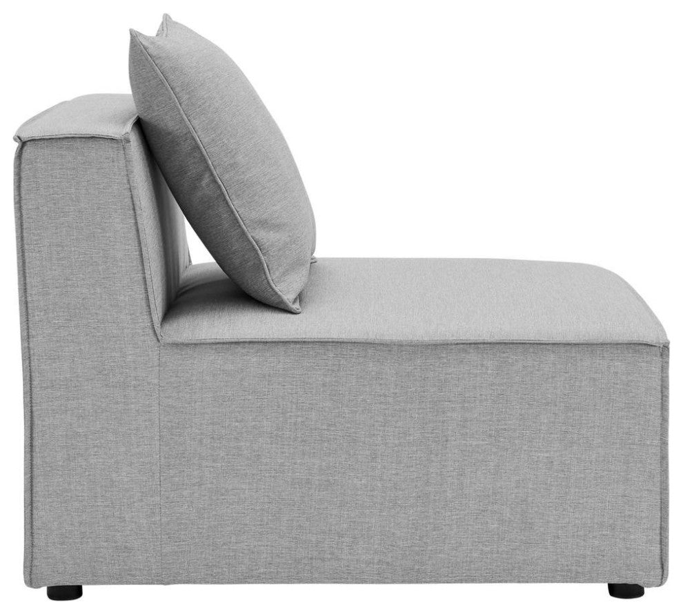 Callum 16 Round Woven Heathered Fabric Upholstered Ottoman