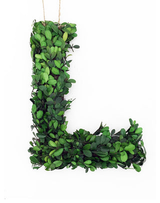 Modern Home 12" Real Preserved Boxwood Monogram Wreath Letters - L