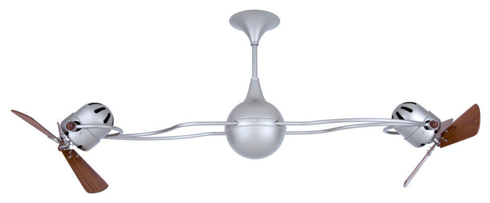 Italo Ventania Rotational Ceiling Fan With Mahogany Blades, Polished Brass