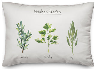 Watercolor Kitchen Herbs Pillow 14x20 Spun Poly Pillow