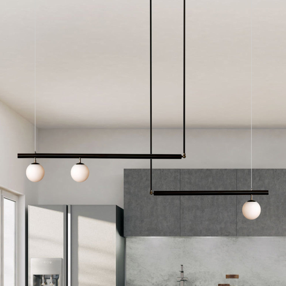 3-Light Kitchen Island Linear Pendant, Black