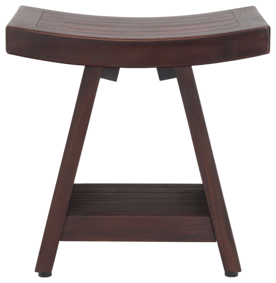 18" Asia Mocha-Shield Teak Shower Bench With Shelf