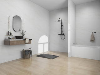 Vanity Art Alcove Soaking Acrylic Bathtub, White/Matte Black, 48"x32", Left