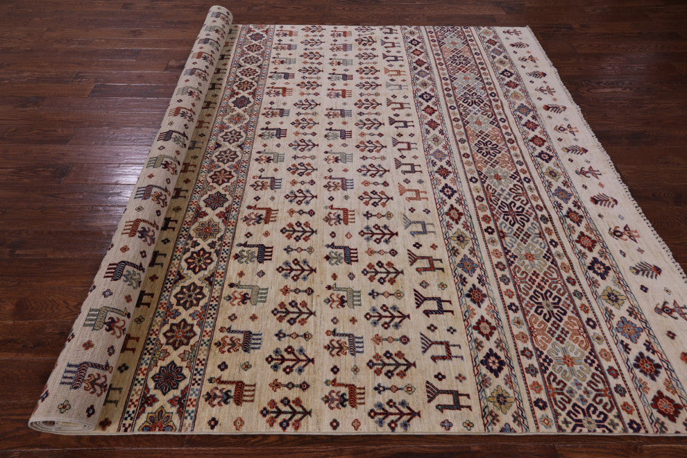 8' 0" X 11' 2" Handmade Persian Gabbeh Tribal Wool Rug Q10964