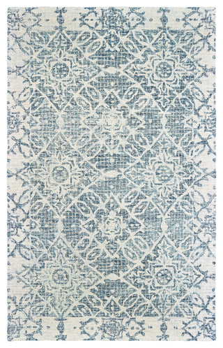Terrance Faded Medallions Blue/Ivory Hand Tufted Wool Area Rug, 3'6"x5'6"