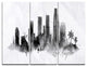 "Los Angeles Black Silhouette" Painting Metal Wall Art, 3 Panels, 36"x28"