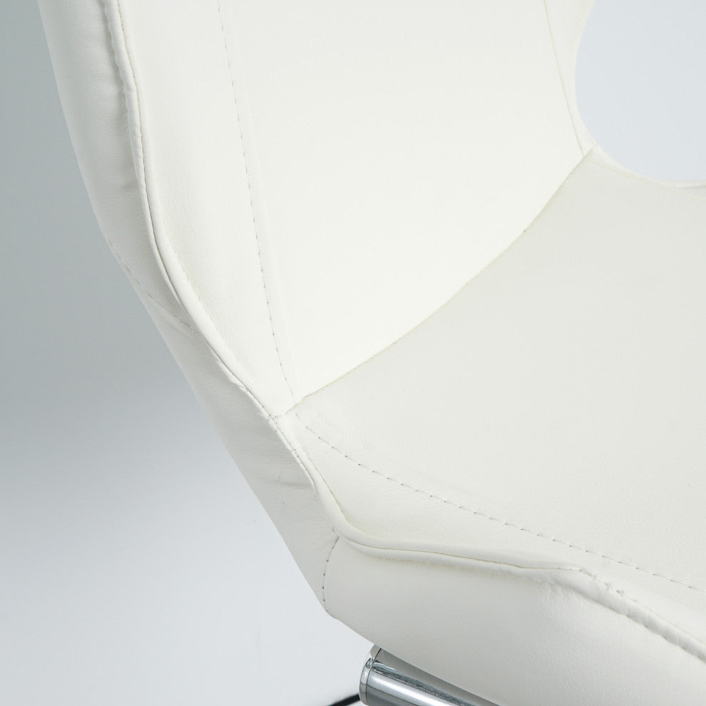 Modern PU 4 Bar chairs with Metal Legs for Dining,kitchen and Bar, White