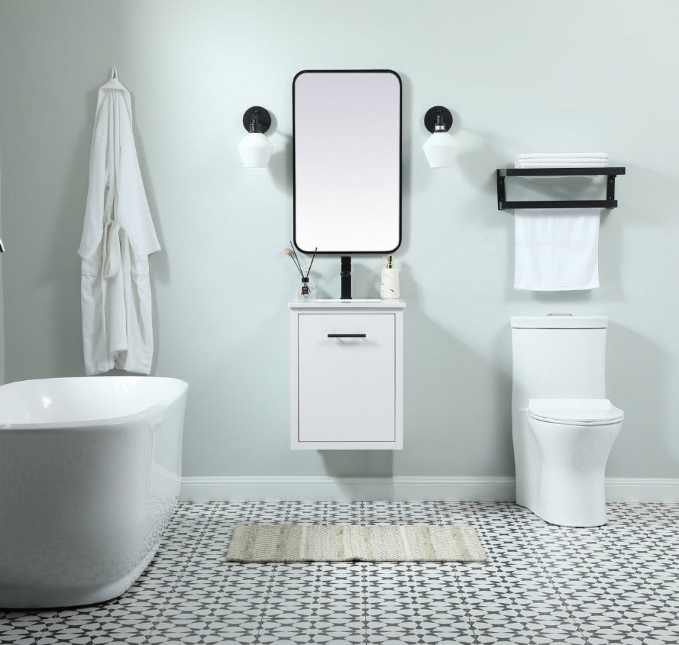 Home Living 19" Midcentury Modern White-Light Bathroom Vanity