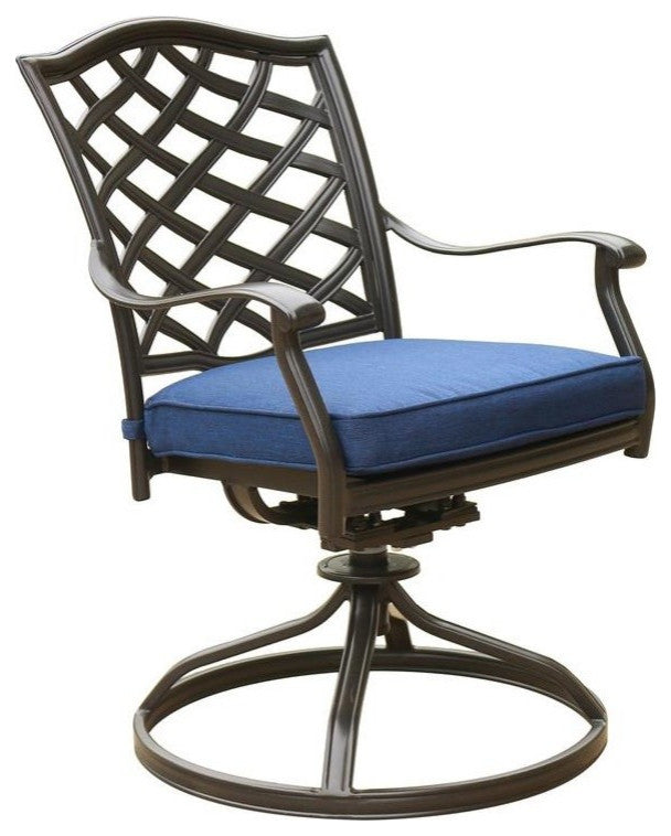 Fletcher 5-Piece Outdoor Aluminum Dining Set With Cushions, Blue Olefin