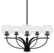 Cavella 5 Light Chandelier In Matte Black Finish, 5.75" Clear Bubble Glass