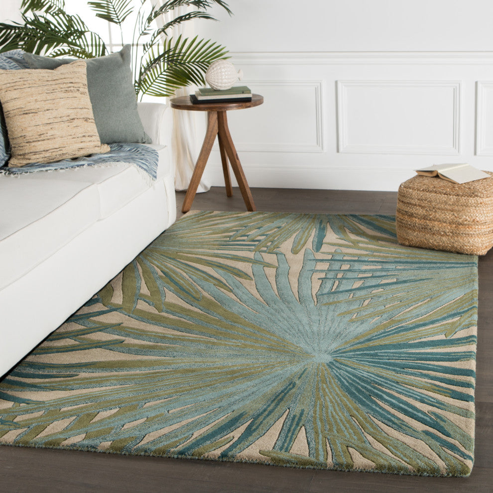 Jaipur Living Palmetto Handmade Floral Blue/ Green Area Rug 9'X12'
