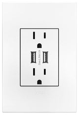 Legrand Adorne Dual USB, Plus Size Combo Outlet and White Wall Plate Bundle
