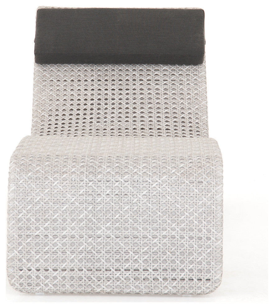 Paige Outdoor Woven Chaise Lounge-Grey