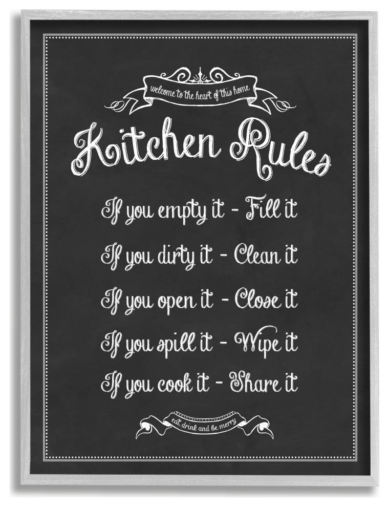 Stupell Industries Kitchen Rules Chalkboard Vintage Sign, 11 x 14