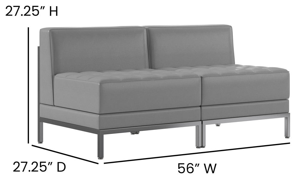 Hercules Imagination Series Leather Lounge Set, 2-Pieces, Gray