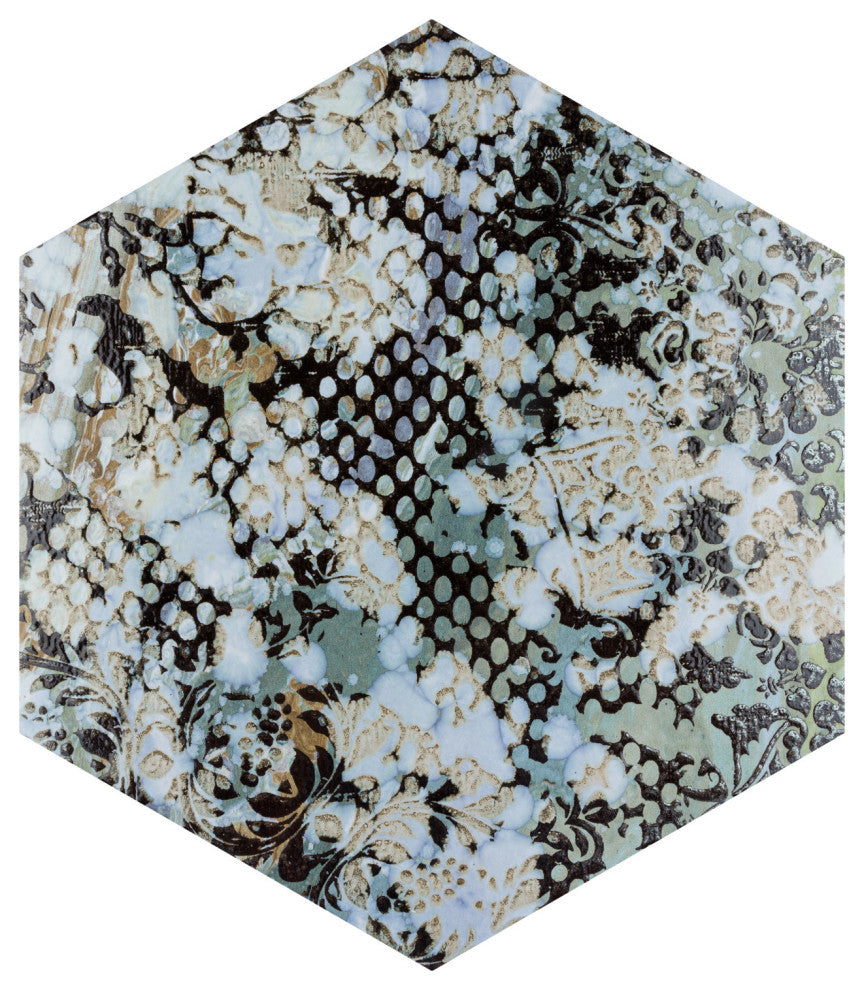 Inedita Hex Blue Porcelain Floor and Wall Tile