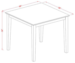 Oxcl3-Mah-W 3Pc Square 36 Inch Table And 2 Double X Back Chairs