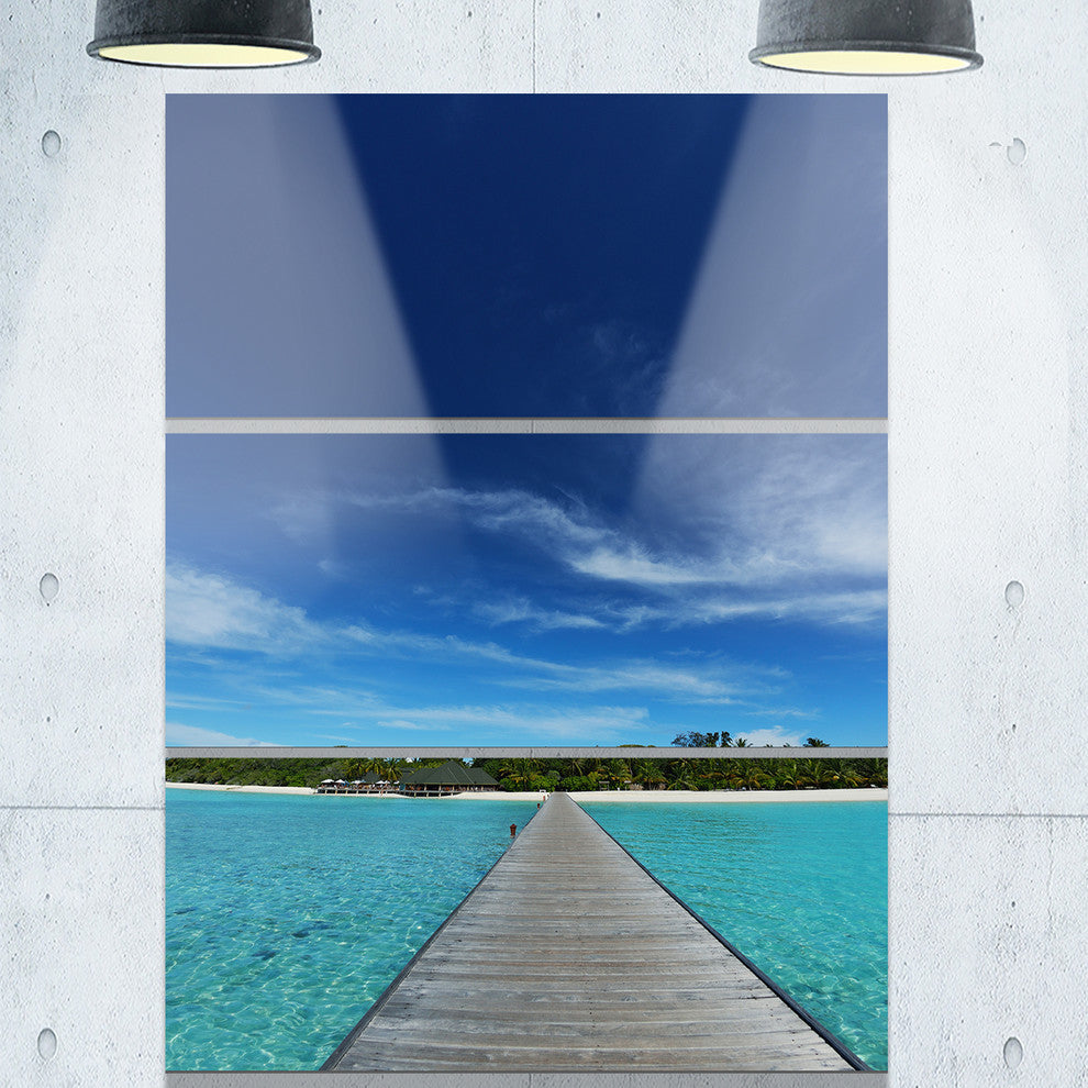 "Infinite Sea Pier" Photo Metal Wall Art, 3 Panels, 28"x36"
