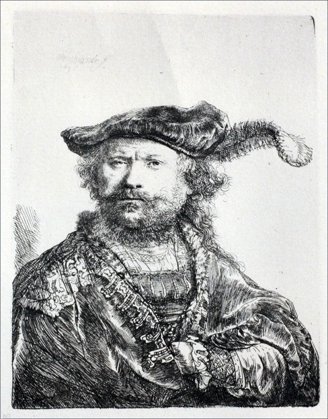 Rembrandt Van Rijn Rembrandt With Mezetin Cap and Feather Gallery Wrapped Canvas