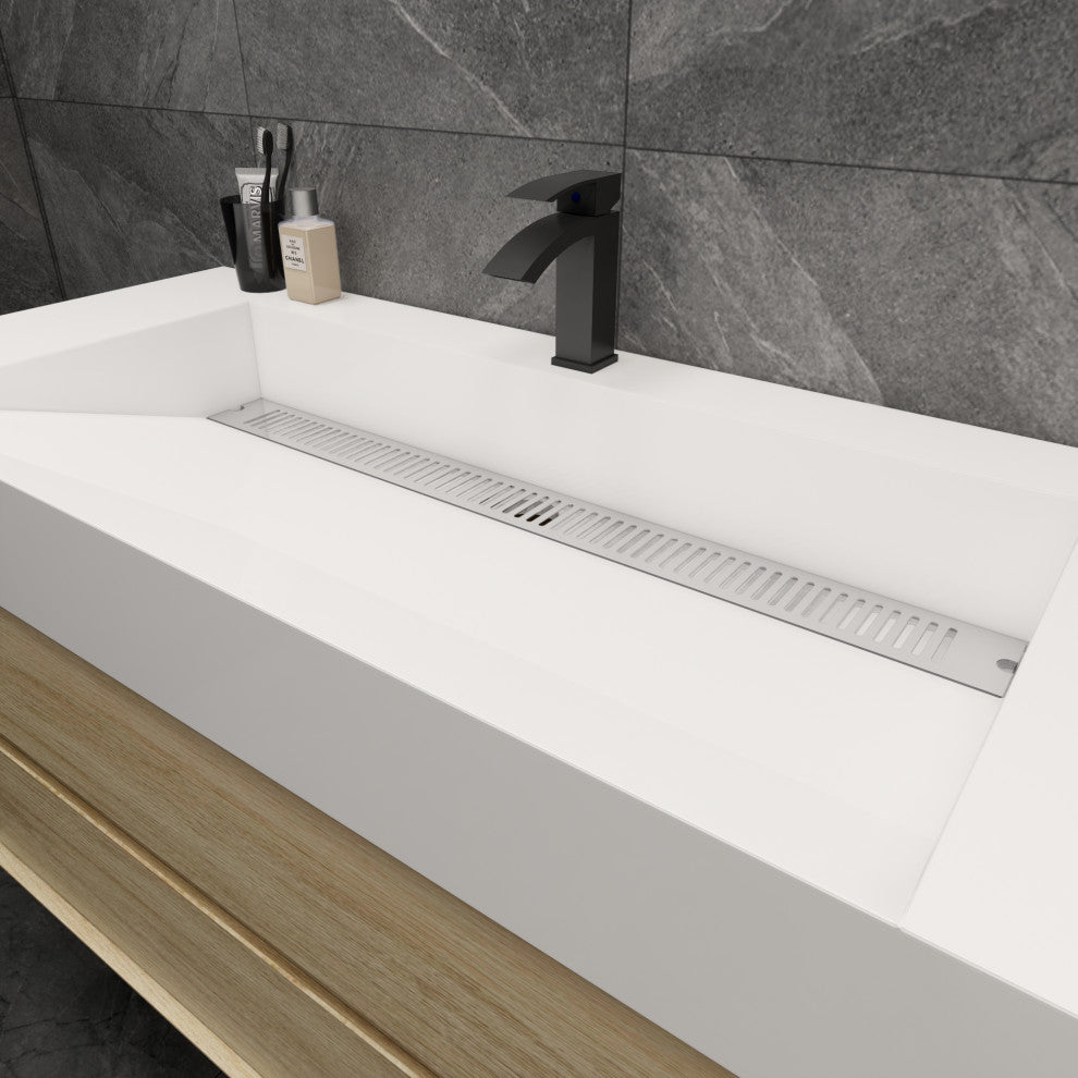 MAX 48" Floating Bath Vanity With Acrylic Sink, Coffee Wood