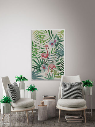 "Tropical Flamingos III" Floater Framed Painting Print on Canvas, 20"x30"