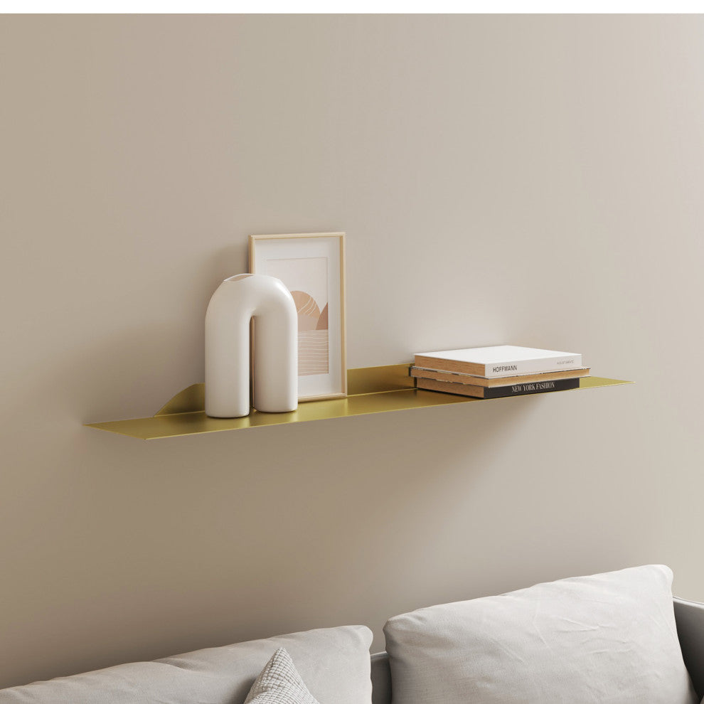 Sammy Wall Mounted Shelves, Gold, 36"