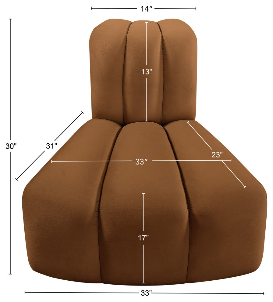 Arc Upholstered Modular Component, Saddle, 1-Piece: Reverse Corner, Velvet