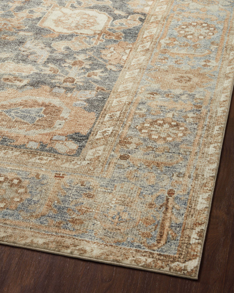 Margot Oriental Ocean/Spice Area Rug, 2'6"x9'6"
