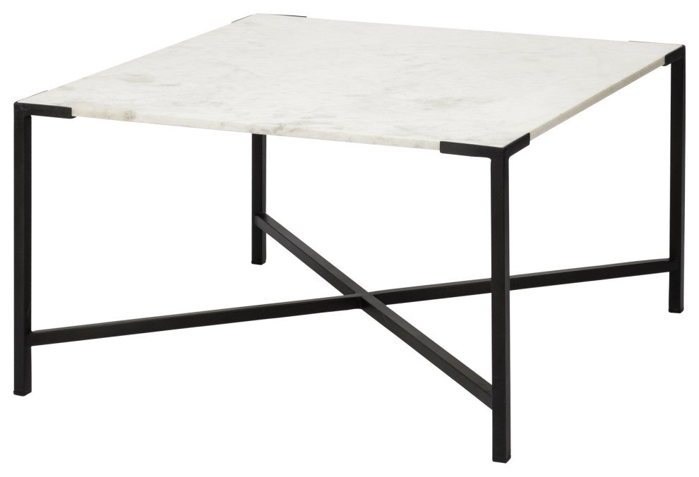30" Brown And Black Solid And Manufactured Wood And Metal Square Coffee Table