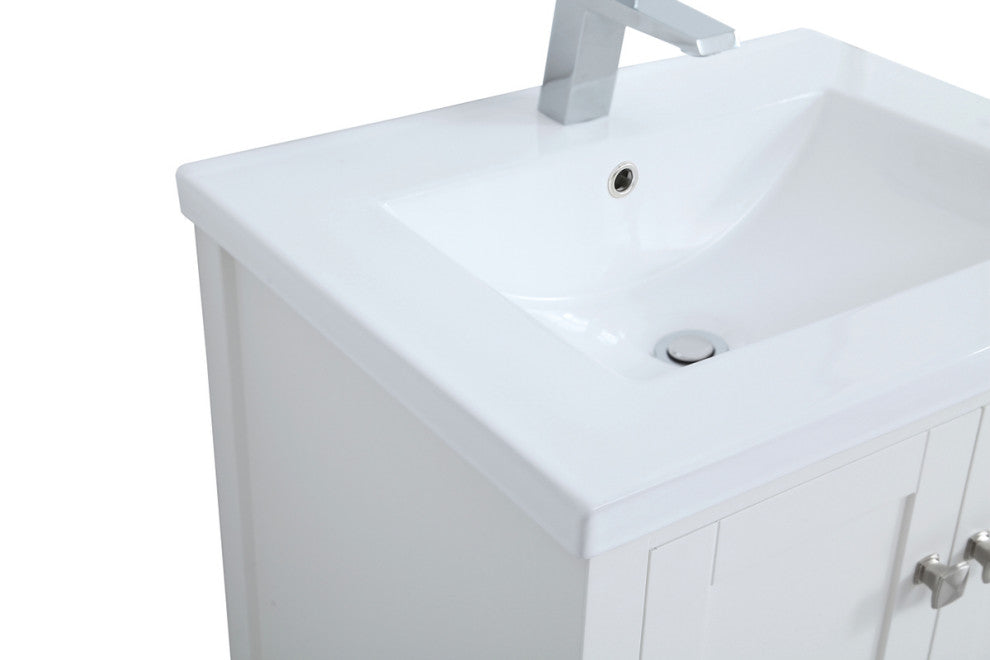 24" Single Bathroom Vanity Set, White, White, 24