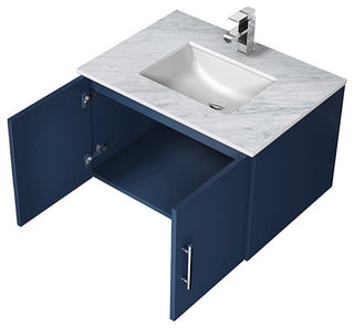 Geneva 30" Single Vanity, No Top and 30" LED Mirror, Navy Blue