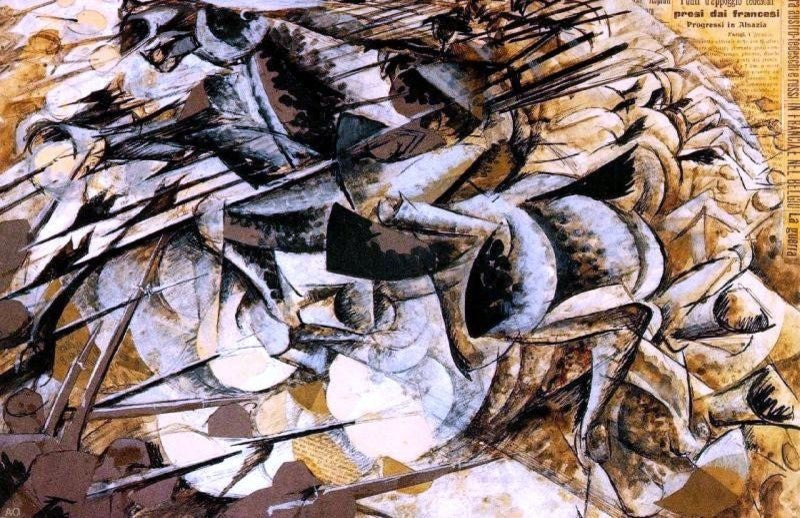 Umberto Boccioni Lancers - 18" x 27" Premium Canvas Print