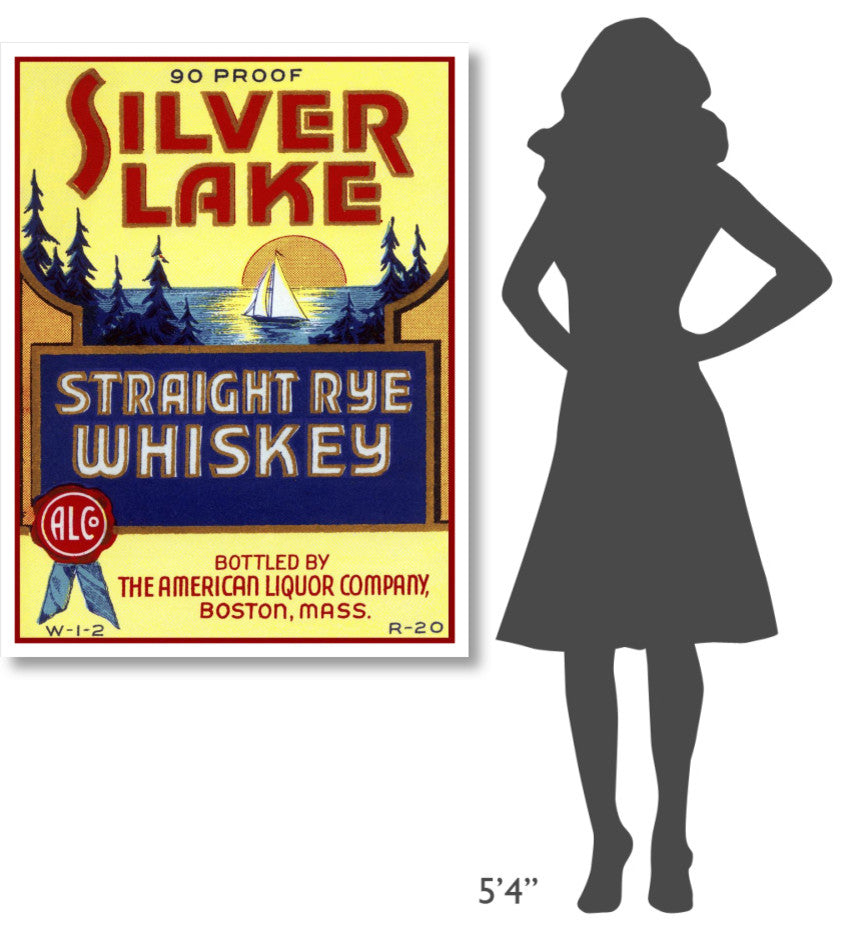 "Silver Lake Straight Rye Whiskey" Print by Vintage Booze Labels, 35"x46"