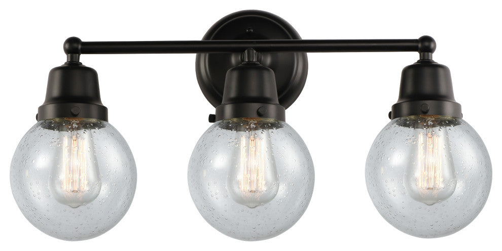 Innovations 623-3W-BK-G204-6 3-Light Bath Vanity Light, Matte Black