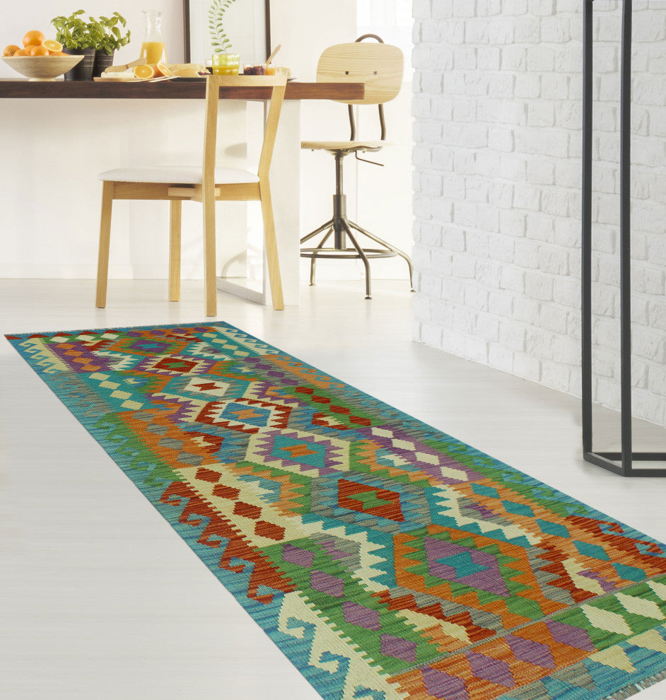Sangat Kilim Ardashir Blue/Purple Runner, 2'9x9'5