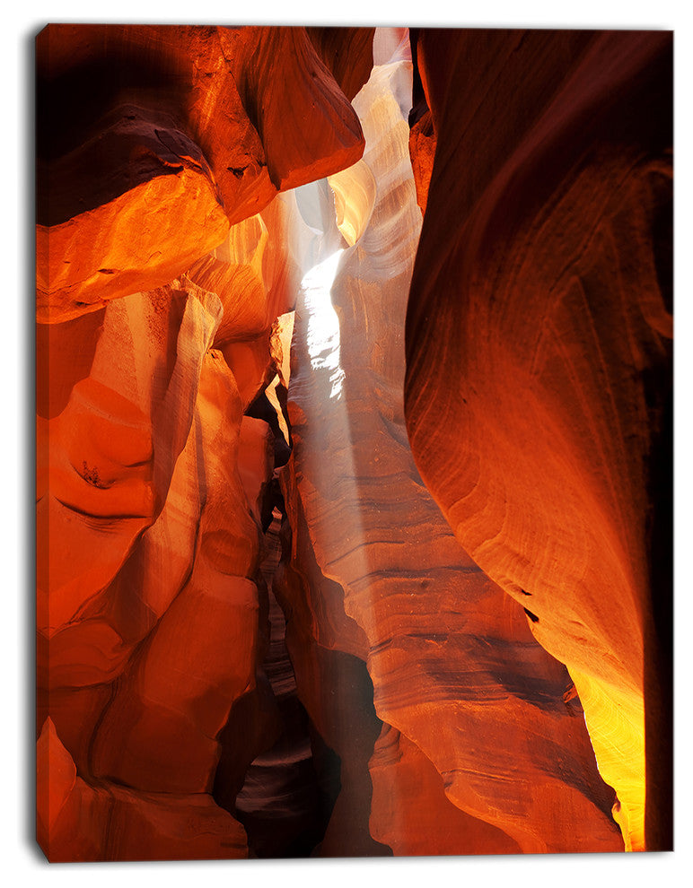 Antelope Canyon in Sunlight Rays, African Landscape Canvas Art, 12"x20"
