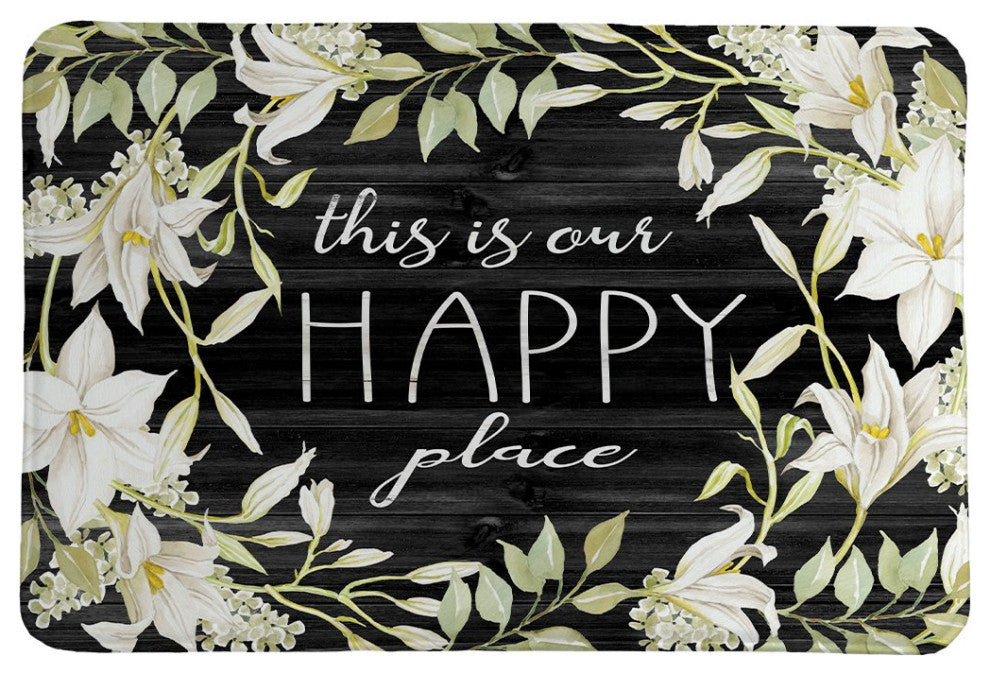 Laural Home Farmhouse Florals Happy Memory Foam Rug