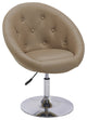 Button Tufted Swivel PU Leather Papasan Chair, Khaki