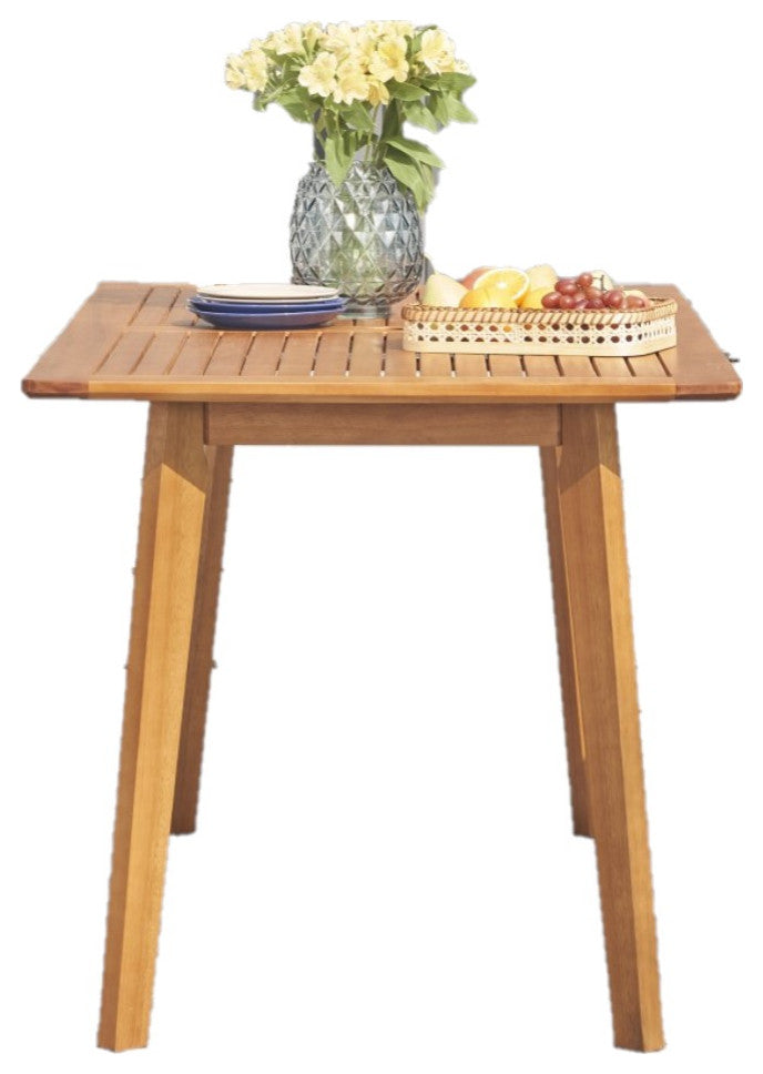 Light Wood Dining Table With Slatted Top