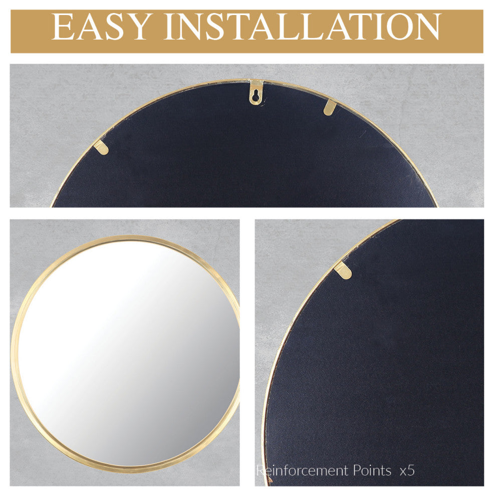 Round Gold Wall Mirror, 24"