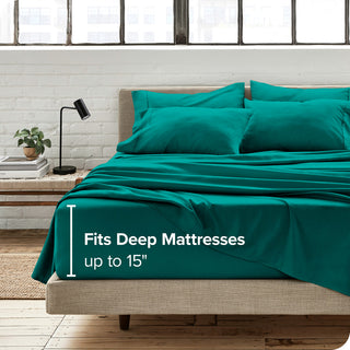 Bare Home 7-Piece Microfiber Sheet Set, Emerald, Split King