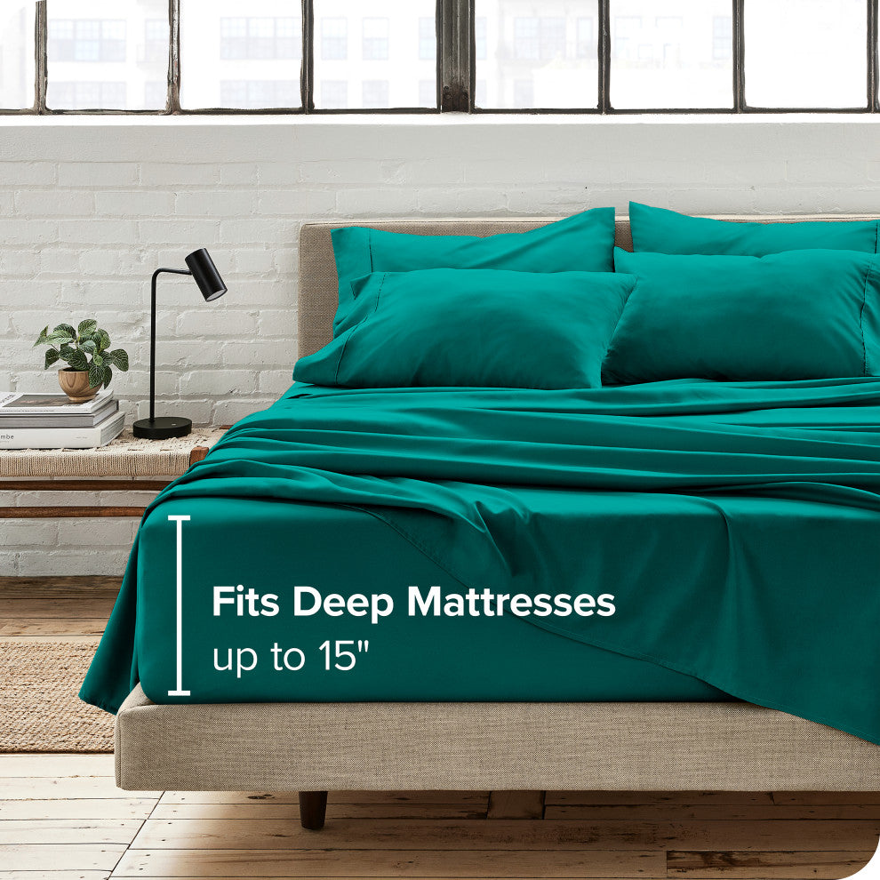 Bare Home 7-Piece Microfiber Sheet Set, Emerald, Split King