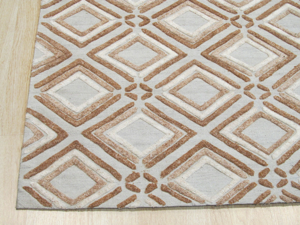 Brown Contemporary Geometric Raga Area Rug