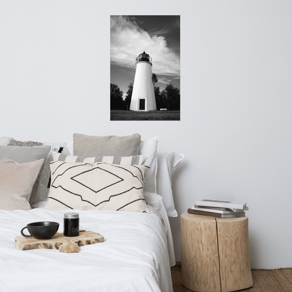 Touch the Sky Landscape Photo, Lighthouse Unframed Wall Art Print, 24" X 36"