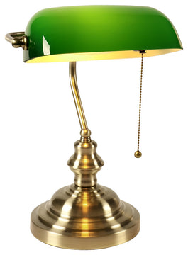 Classical vintage banker reading lamp for bedroom, study room, Green
