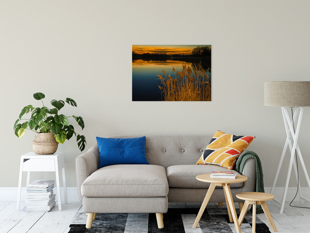 Rustic Canvas Wall Art: Sunset Reedy Point Landscape Print, 24" X 36"